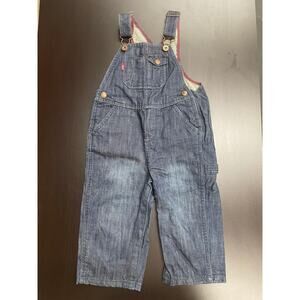 Levi's 24 Month Overalls Blue Denim Jeans Snaps 100% Cotton Pockets